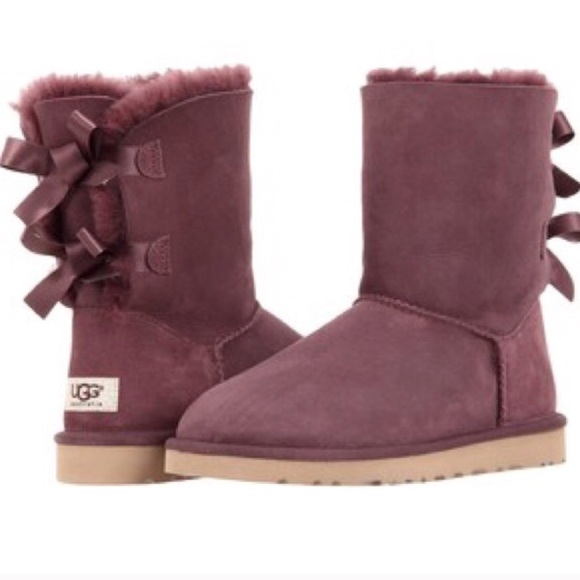 New Burgundy Ugg Bailey Bow Ii Sz 